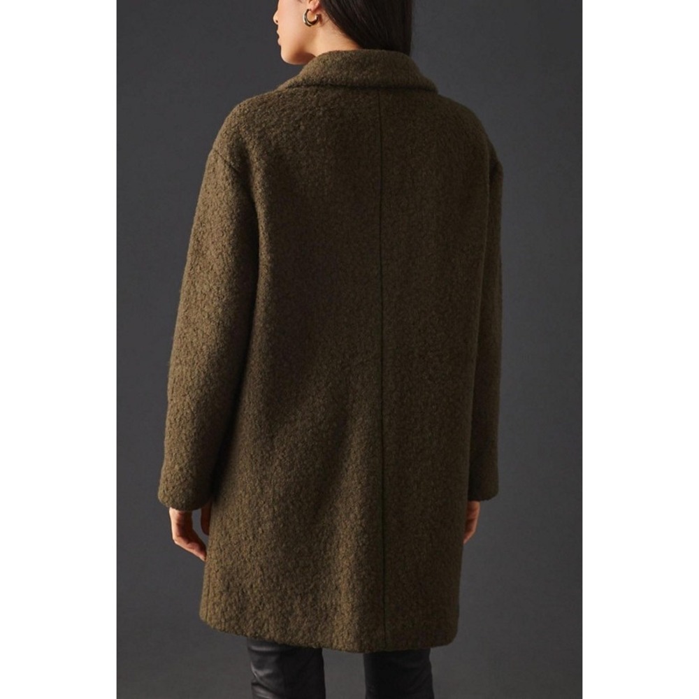 Maeve Anthropologie Boucle Oversized Olive Green Wool Blend Coat Medium - Picture 4 of 9